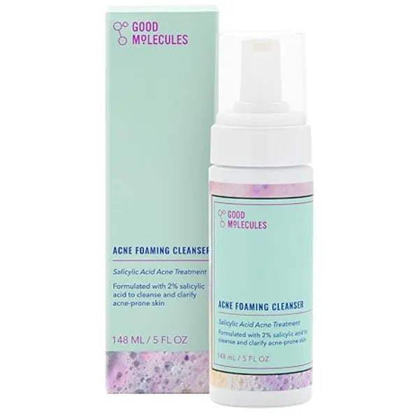 Good Molecules Acne Foaming Cleanser 2% Salicylic Acid Foam Cleanser Gentle Acne Face Wash with Alcohol Free Witch Hazel and Aloe Skin Care for Face