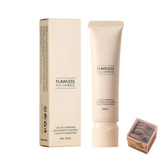 KASTWAVE Super Stay Liquid Foundation, Full Coverage Hydrating Waterproof Foundation with 6Pcs Powder Puff, Color Correcting, Perfect Concealer, Lightweight Warm Skin Tone Foundation, 30ml (1pcs)