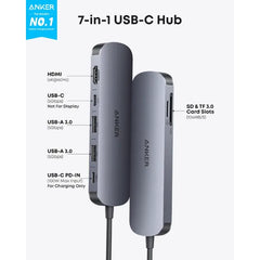 Anker Nano USB-C Hub 7-in-1 with 4K HDMI – (A83D20A1) | Multiport Adapter with High-Speed USB & HDMI Connectivity