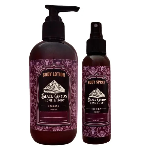 Black Canyon Home and Body Black Currant Vanilla Scented Body Lotion and Body Spray Set, Natural Ingredients, Not Tested On Animals