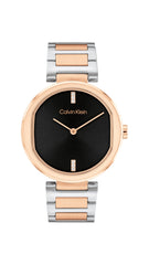 Calvin Klein Analogue Quartz Watch for Women Sensation Collection with Stainless Steel or Leather Bracelets - Black / Silver Rose Gold