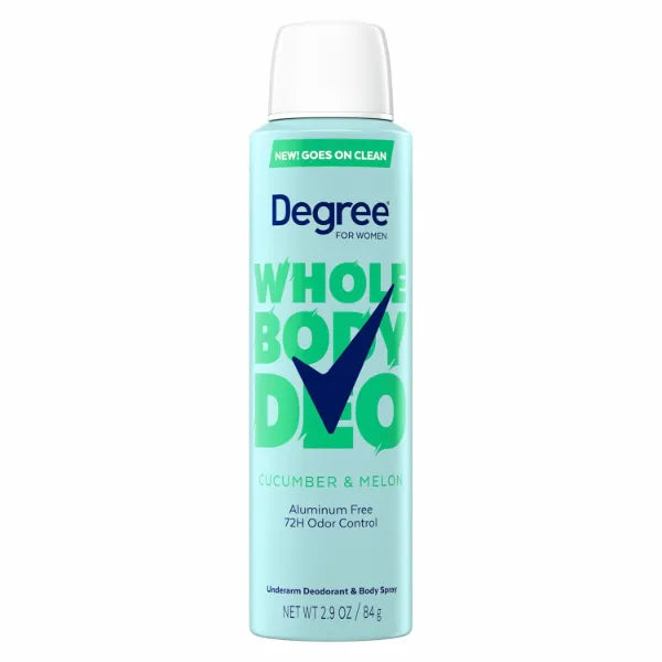 Degree Women Deodorant Spray Cucumber & Melon Scent Aluminum Free 72H Odor Protection 2.9 Oz