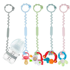 JCDZ Toy Safety Straps for Baby - 5 Pack Silicone Adjustable Stroller Straps, Baby Teether Toys and Sippy Cup Holder Straps for Strollers, High Chair, Car Seat, BPA Free, Multi Colors