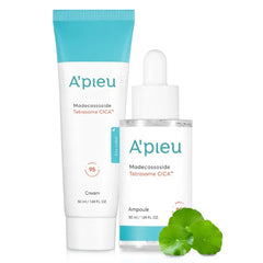 A'PIEU Madecassoside Tetrasome Cica Face Serum Ampoule 1.69 Fl oz & Cream 1.69 fl oz - Enhanced Skin Protection, Tetrasome Technology, Smooth Application Centella Asiatica, Asiaticoside, Asiatic Acid