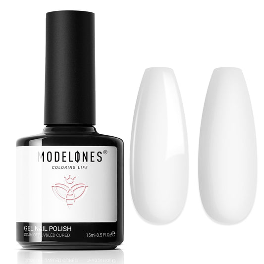 modelones Gel Nail Polish, 1Pcs 15ml White Gel Nail Polish Soak Off White Gel Polish White Nail Polish Art Design for Women Girl Nail Lovers Gift Salon DIY Summer Gel Manicure