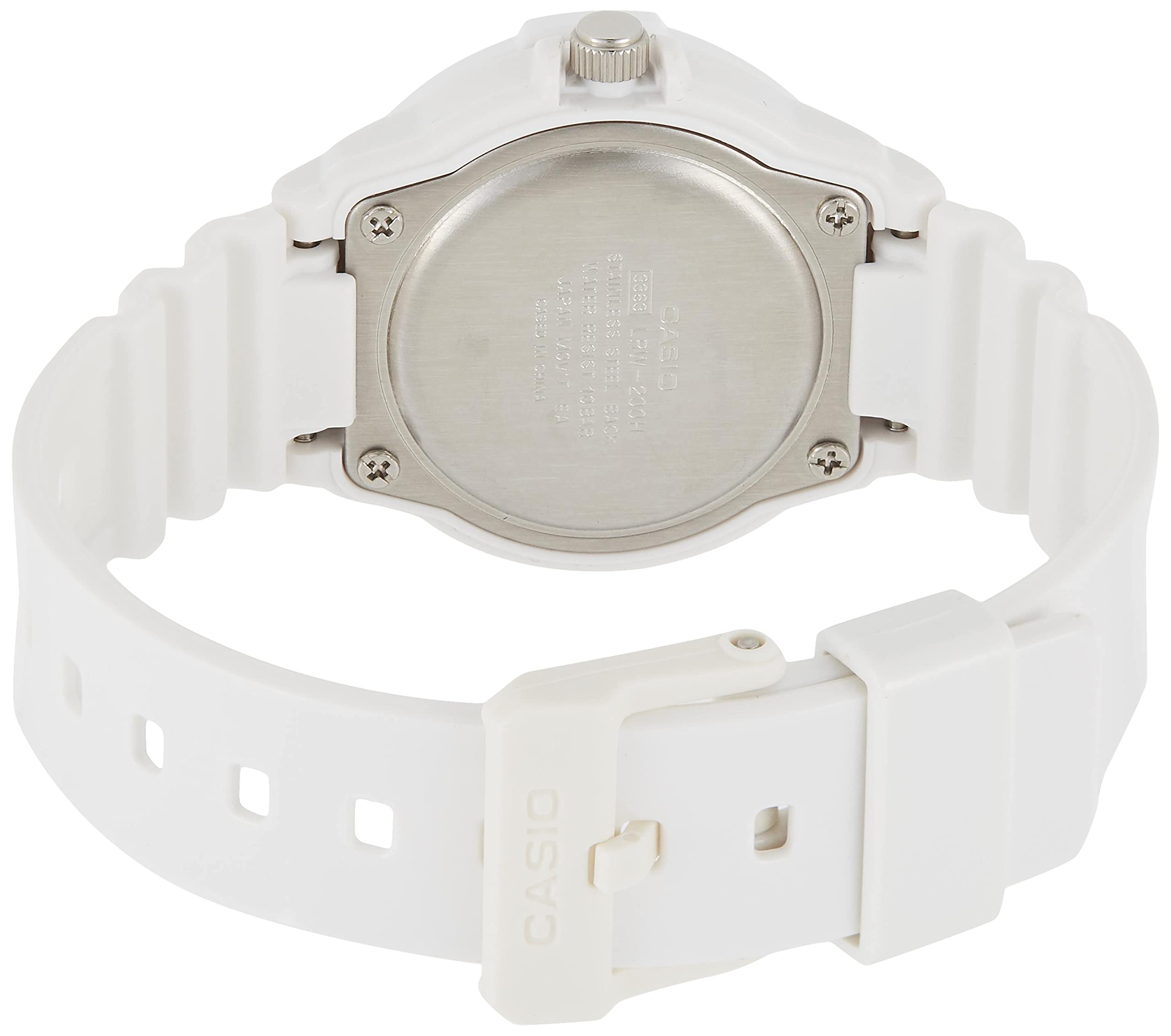 Casio Womens Quartz Watch, Analog Display and Resin Strap White/Gold White