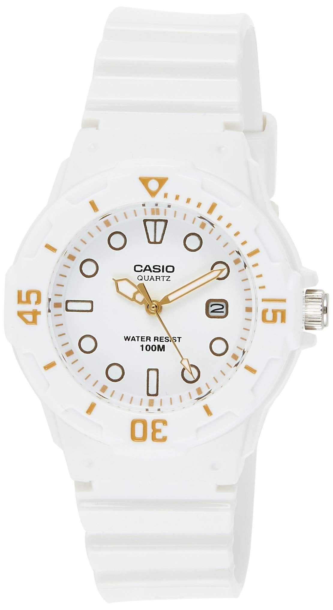 Casio Womens Quartz Watch, Analog Display and Resin Strap White / White / Gold