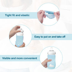3 Pack Silicone Sleeves for Avent Natural Glass Baby Bottles, Shatter Proof Silicone Sleeve with Brush for Philips Avent Glass Bottles 8 Ounce, Baby Bottle Holder for Phillips Avent Glass Bottles