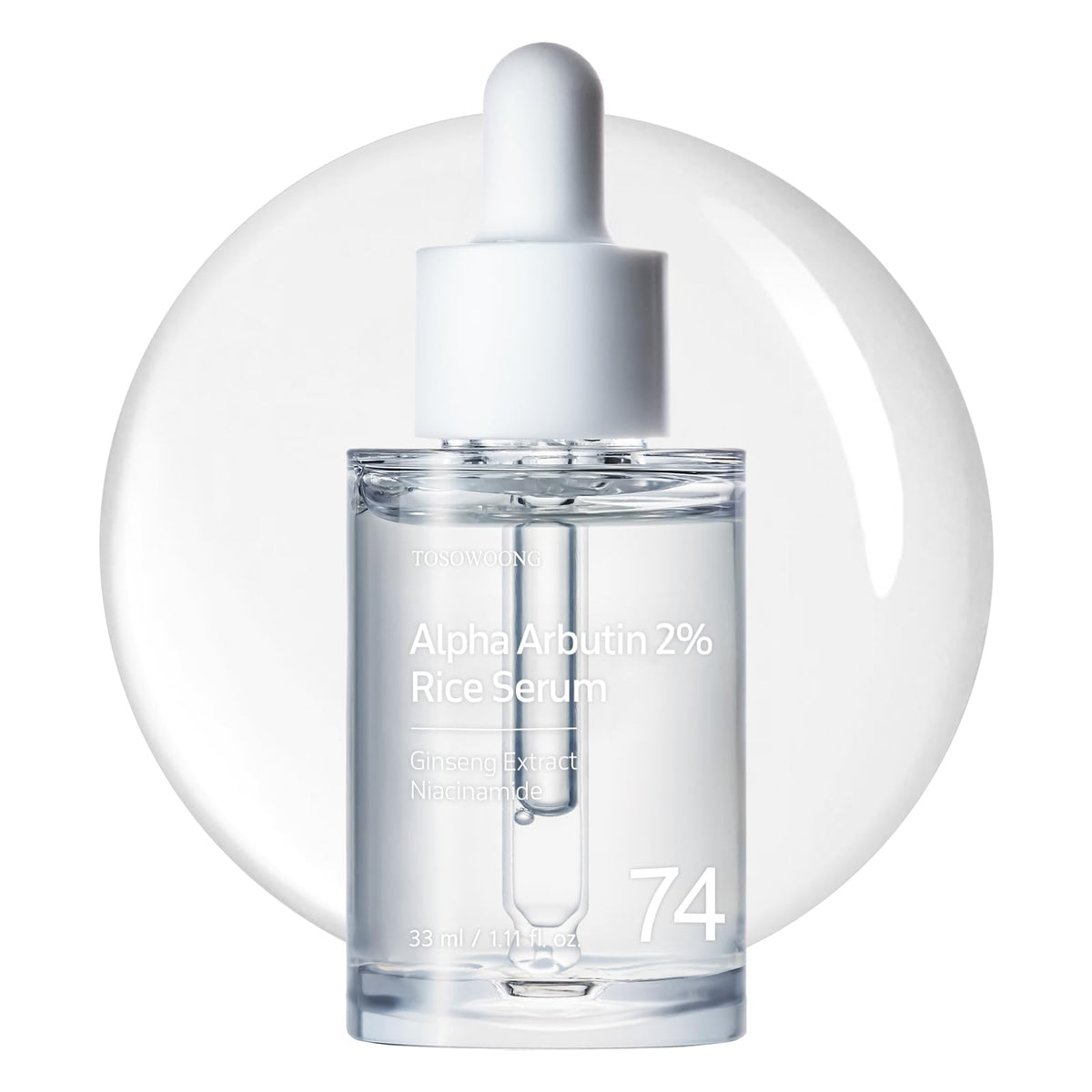 TOSOWOONG Alpha Arbutin 2% Rice Serum, Rice 746,074ppm, Alpha-Arbutin 20,000ppm, Glow, Glass Skin, Even Skin Tone, Hydrating, Korean Skin Care, 33ml / 1.11 fl.oz