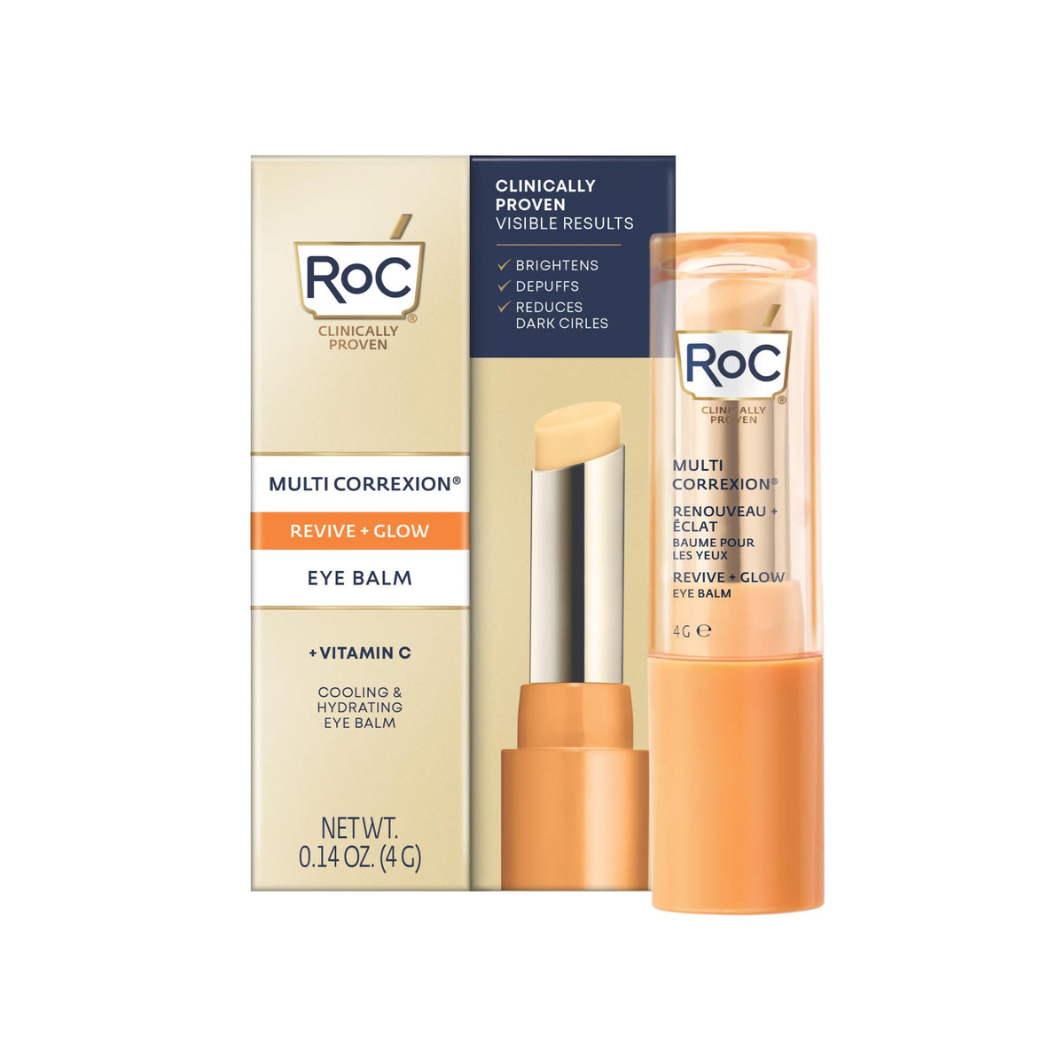 RoC - Multi Correxion Revive + Glow Eye Balm - Includes Vitamin C - Hypoallergenic - 4g
