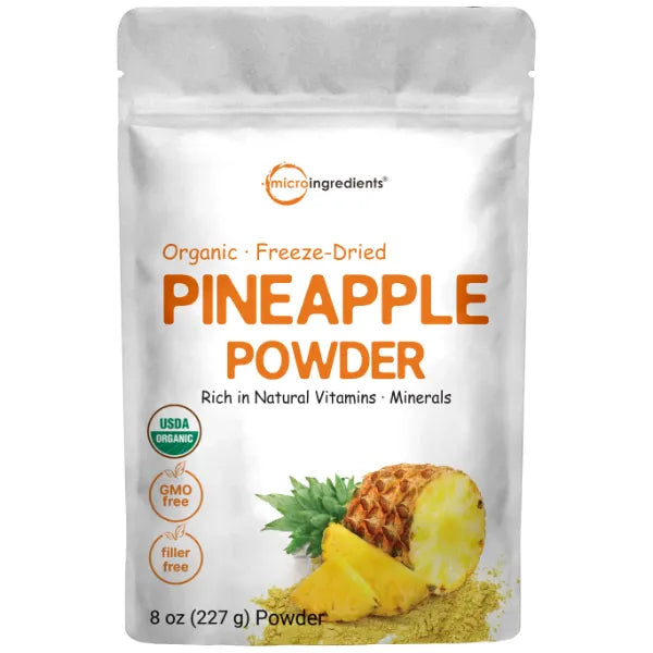 Micro Ingredients Organic Pineapple Powder, 8oz | 100% Natural Fruit Powder | Freeze-Dried Pineapples Source | No Sugar & Additives | Great Flavor for Drinks, Smoothie, & Beverages | Non-GMO & Vegan Friendly