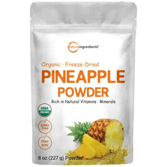 Micro Ingredients Organic Pineapple Powder, 8oz | 100% Natural Fruit Powder | Freeze-Dried Pineapples Source | No Sugar & Additives | Great Flavor for Drinks, Smoothie, & Beverages | Non-GMO & Vegan Friendly