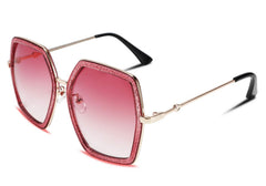 FEISEDY Women Large Hexagon Inspired Sunglasses Fashion Irregular Design Style Geometric B2503