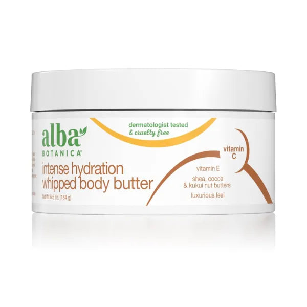 Alba Botanica Intense Hydration Whipped Body Butter, with Shea, Cocoa, and Kukui Nut Butters, 6.5 Oz