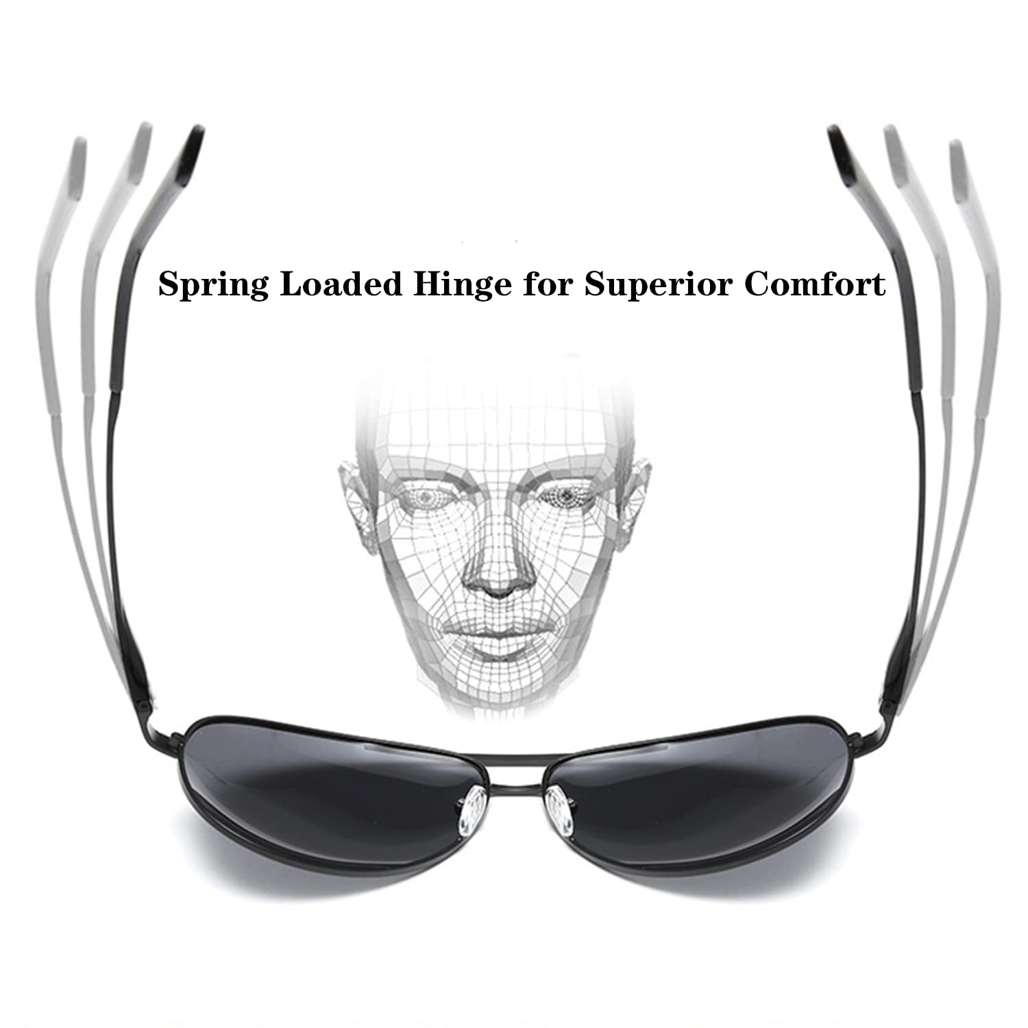 RCXKOOM Big XL Wide Frame Extra Large Polarized Aviator Sunglasses for Big Heads Men Oversized Military Pilot Glasses