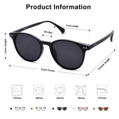 SOJOS Small Round Classic Polarized Sunglasses for Women Men Vintage Style UV400 Lens MAY SJ2113