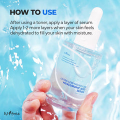 ISNTREE Ultra-low Molecular Hyaluronic acid Serum 50ml 1.69 fl.oz. | Quick absorbing Hyaluronic acid serum | Deeply hydrates and smoothens the skin