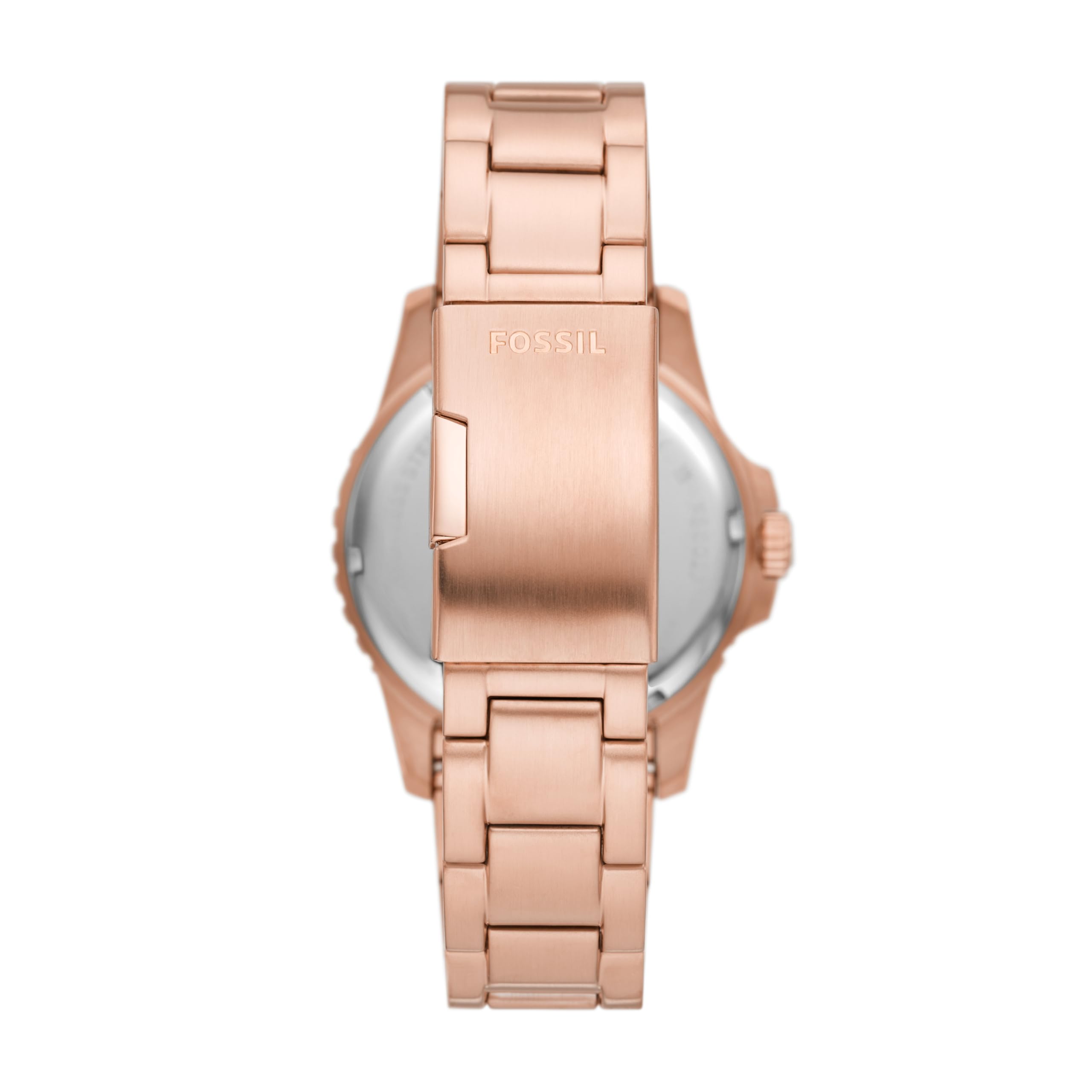 Fossil Men's Blue GMT Stainless Steel Three-Hand Watch, Color: Rose Gold/Chocolate (Model: FS6027)