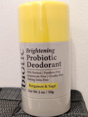 Brightening Probiotic Deodorant, Bergamot & Sage, 99% Natural, Aluminium-Free, 56g