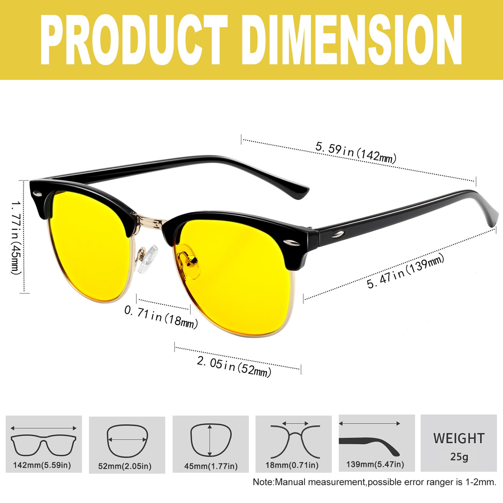 KANASTAL Polarized Horn Rimmed Sunglasses for Men and Women, Classic Half Frame Sun Glasses, Semi Rimless Shades for Womens 100% UV400 Protection Driving