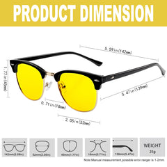 KANASTAL Polarized Horn Rimmed Sunglasses for Men and Women, Classic Half Frame Sun Glasses, Semi Rimless Shades for Womens 100% UV400 Protection Driving