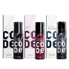 Wild Stone Code Chrome, Iridium & Platinum No Gas Body Perfume Combo for Men, Pack of 3 (120 ml each)