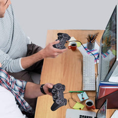 SQDeal 2 Pack USB Joystick Gamepad Gaming Pad Wired Controller with Double Vibration Feedback Motors for PC Computer Laptop Window (Black)