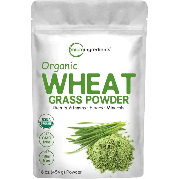 Micro Ingredients Sustainably US Grown, Organic Wheat Grass Powder (100% Whole-Leaf), 16 Ounce , Rich in Immune Vitamins, Fibers and Minerals, Support Digestion Function, Vegan Friendly