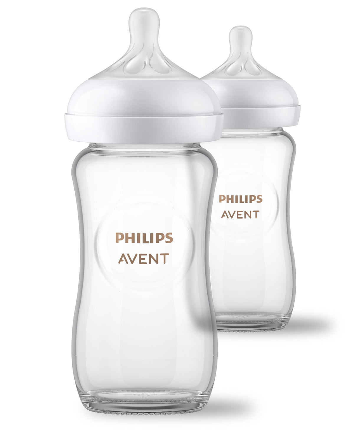 Philips Avent Glass Natural Baby Bottle with Natural Response, 8oz, 2pk, SCY913/02