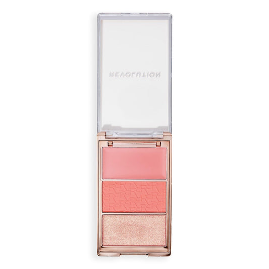 Revolution, Blush Icon Palette, Cream & Pressed Powder Blusher, Highly Pigmented, Face Palette, Vegan & Cruelty-Free, 3 Shades, Authentic Peach
