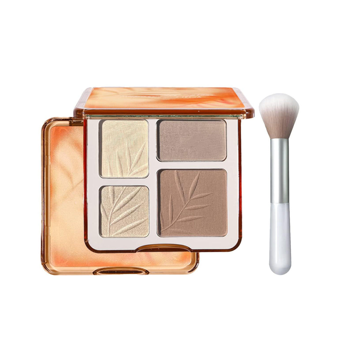 TERRIFI 4 Colours Contour Palette with Brush, Pressed Fine Powder Contouring Palette, Blendable, Buildable Makeup, Long Lasting Lightweight Makeup Kit (Light Shadow)