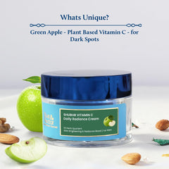 Blue Nectar Natural Vitamin C Face Cream for Glowing Skin, Dark Spot Removal Cream for Men with Green Apple and Almond Oil (13 Herbs, 50g)
