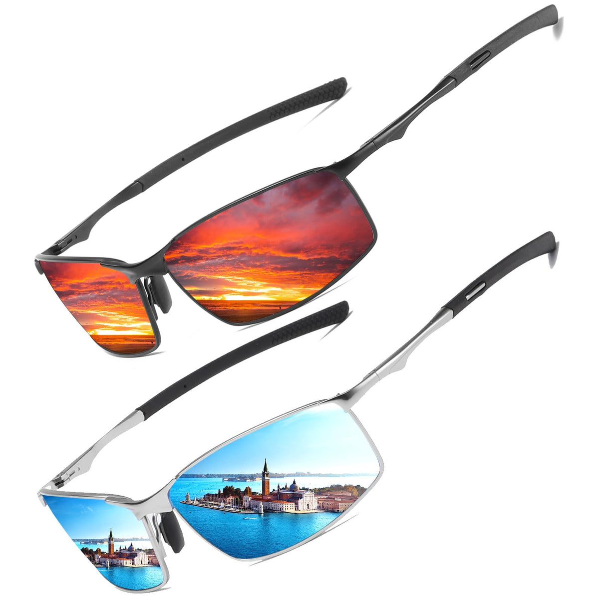 Sunglasses Mens Womens Polarised Sunglasses UV Protection Sunglasses metal frame Ultra Light for Driving Travel Fishing Running Outdoor Eyewear Sun glasses