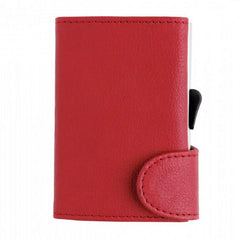 Santhome Card Holder Wallet, Mens Minimalist Slim Metal RFID NFC Blocking Contactless Card Protector Security Pop up wallet (Red)