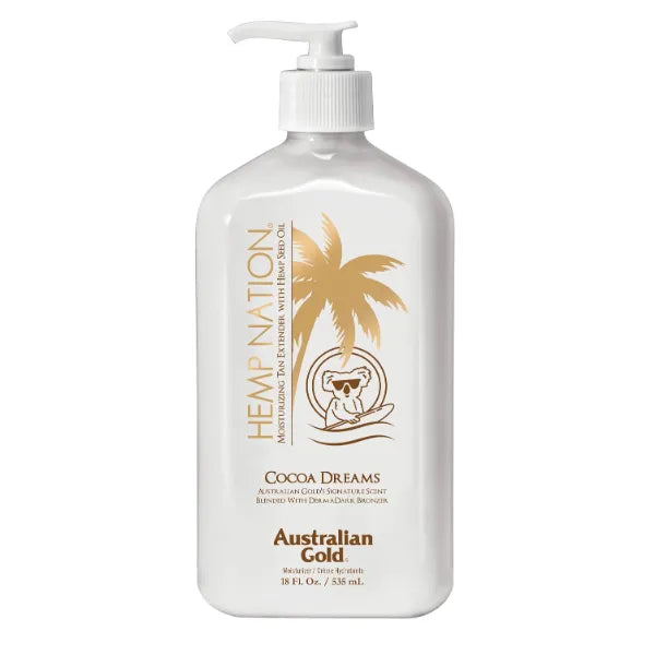 Australian Gold Hemp Nation Cocoa Dreams Tan Extender w/Derma Dark Bronzer 18oz