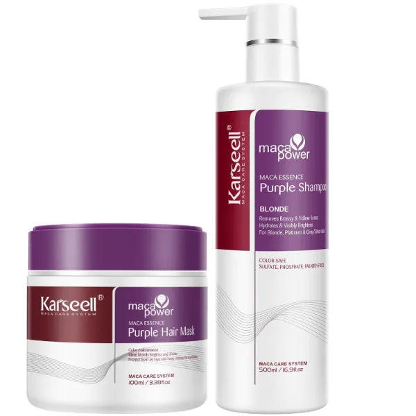 Karseell Purple Shampoo and Hair Mask Professional Neutralizes Brass & Yellow Tones