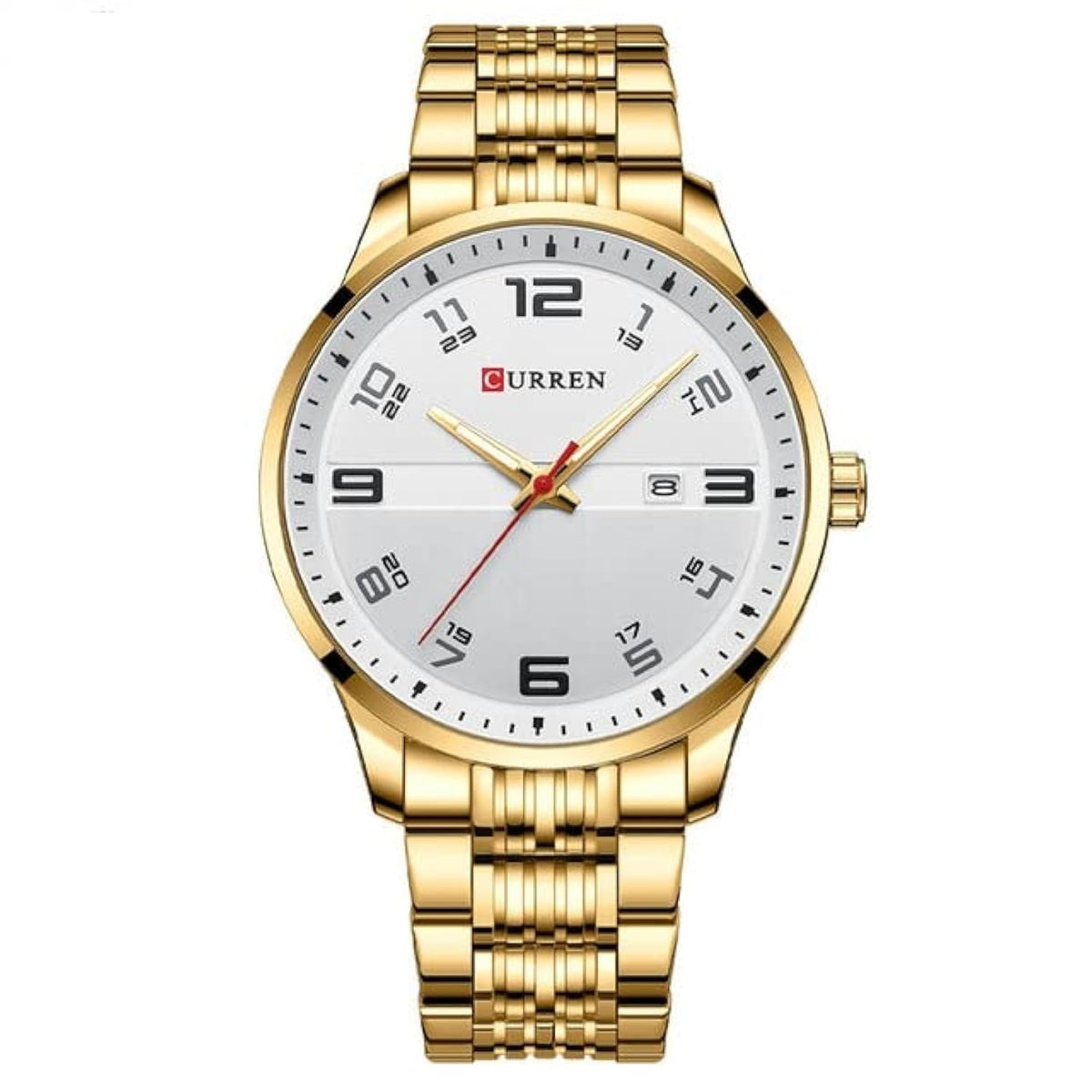 CURREN Fashion Design Stainless Steel Quartz Watches Casual Simple Wrist Watch Men Luminous Wrist Watch 8411 - GOLD WHITE