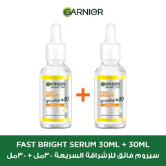 Garnier SkinActive Fast Bright 30x Vitamin C Booster Serum, Anti Dark Spot - Twin Pack, 30ml x2
