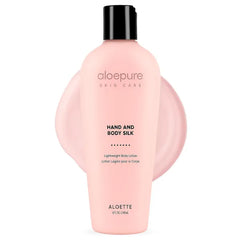 Aloette Hand & Body Silk Lotion - Lightweight & Gentle Moisturizer Body Lotion for Women & Men - Floral Scent Hydrating Skin Care with Aloe Vera Extract for Soft & Smooth Skin - 8 Fl Oz
