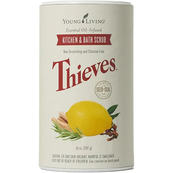 Young Living Thieves Kitchen And Bath Scrub 14 Oz Plant-Based Cleaning Formula Tough On Grease And Grime Infused With Thieves Essential Oil Blend Rinses Clean Without Residue