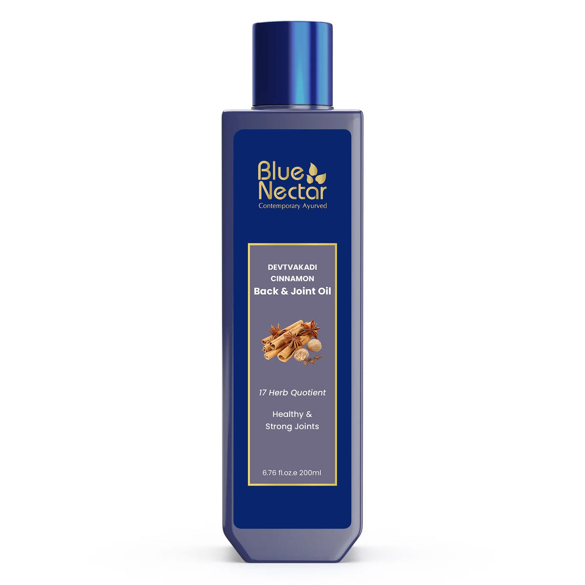 Blue Nectar Pain Relief Massage Oil with Natural Clove, Cinnamon & Mahanarayan Oils | Ayurvedic Oil Products for Ortho Relief from Joint Pain, Back Pain and Knee & Muscle Pain (17 Herbs, 200 ml)