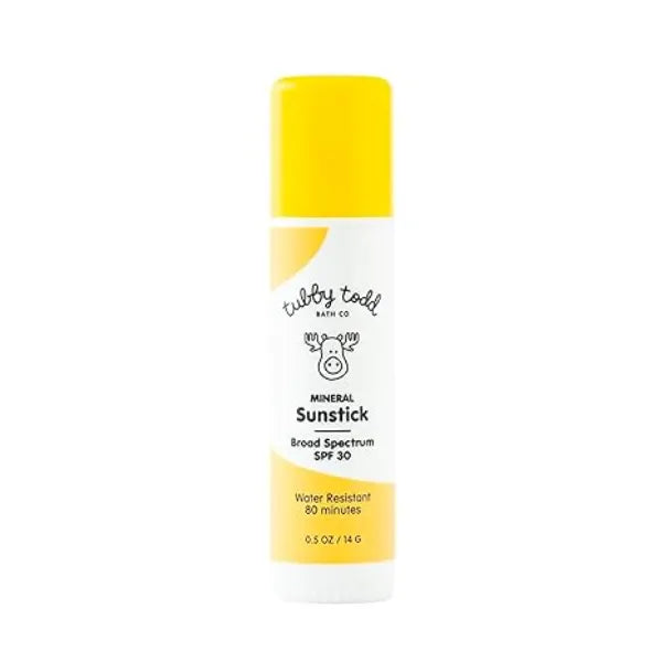 TUBBY TODD Mineral Sunstick Broad Spectrum SPF 30 Sunscreen for Kids Water-Resistant Stick Sunscreen for Body & Face Safe for Sensitive Skin 1 Pack, 0.5 oz