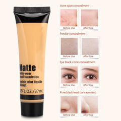 Smooth Makeup Base Face Liquid Foundation, Matte Wear Concealer Sun Protection Cream, Full Coverage Foundation (#6)