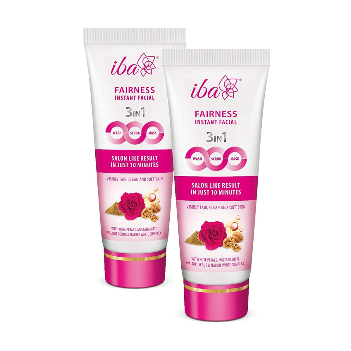 Iba Fairness Instant Facial, 100g (Pack of 2) l Removes Tan l Brightens Skin l Gives Instant Glow