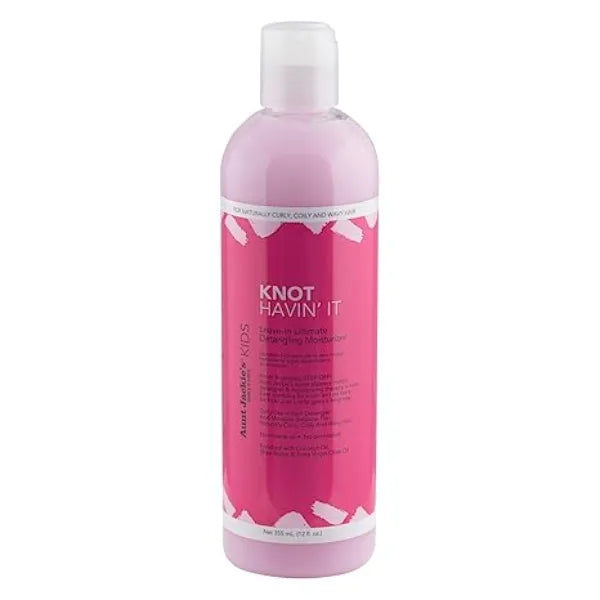 Aunt Jackie's Kids Knot Havin' It Leave In Ultimate Detangling Hair Moisturizer for Naturally Curly, Coily and Wavy Hair, 12 oz