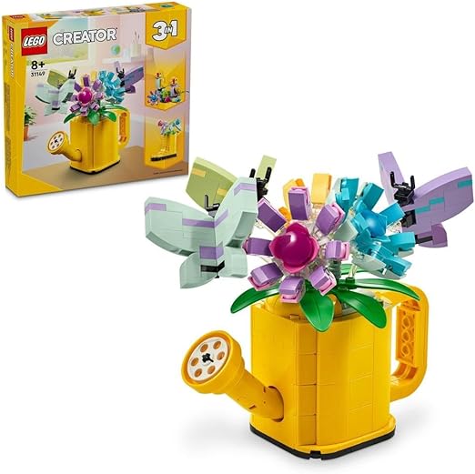 LEGO Creator 3in1 Flowers in Watering Can Toy to Welly Boot to 2 Birds on a Perch, Animals Set for Girls, Boys & Kids, with 3 Butterfly Toys, Makes a Great Desk Accessory, Nature Gift 31149