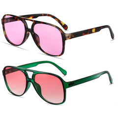 Freckles Mark Vintage Retro 70s Sunglasses for Women Men Classic Large Squared Aviator Frame UV400 Trendy Orange Glasses