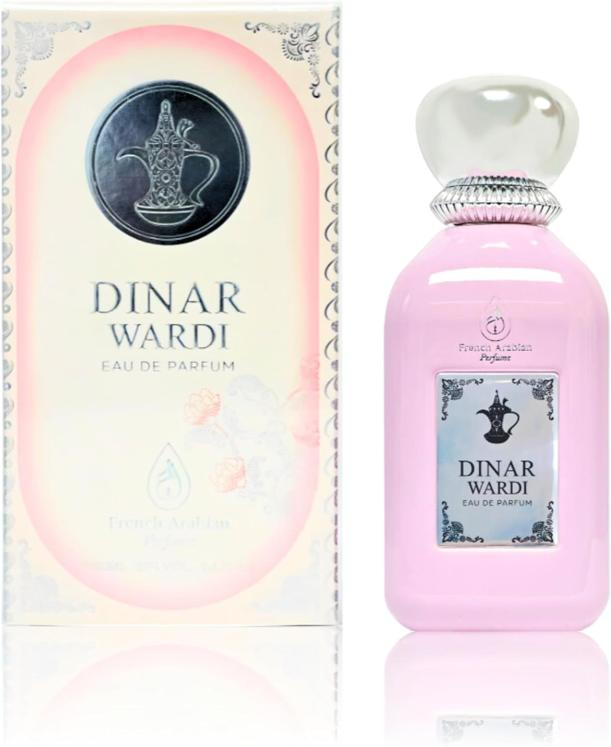 French Arabian Perfumes Dinar Wardi 100ml Eau De Parfum- Long-lasting for Women- Soft Musky Floral Vanilla Spray