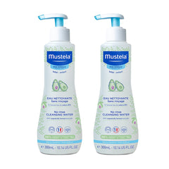 Mustela Baby Cleansing Water - No-Rinse Micellar Water - with Natural Avocado for Baby's Face, Body & Diaper - 300ml - Pack of 2