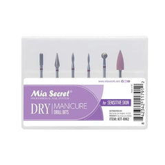 Mia Secret 6 pcs Dry Manicure Drill Bits Set, Mia Secret DIY home and Salon nail bits for Sensitive Skin MADE IN USA